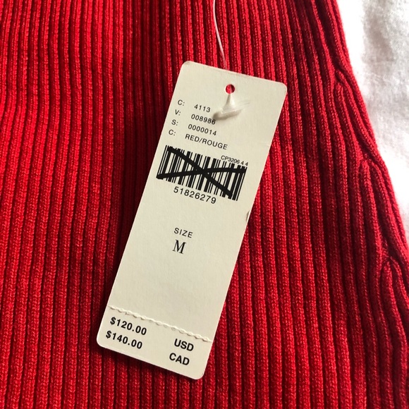 Anthropologie Red Ribbed Mock Neck Midi Dress - Picture 3 of 7